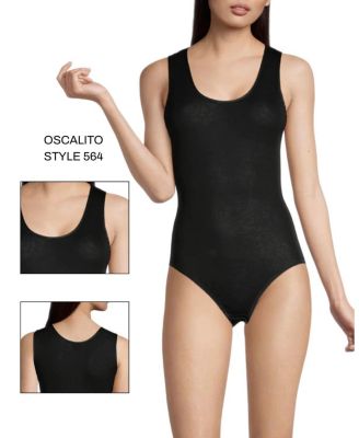  Cotton Scoop Neck Tank Top Bodysuit with Satin Trim