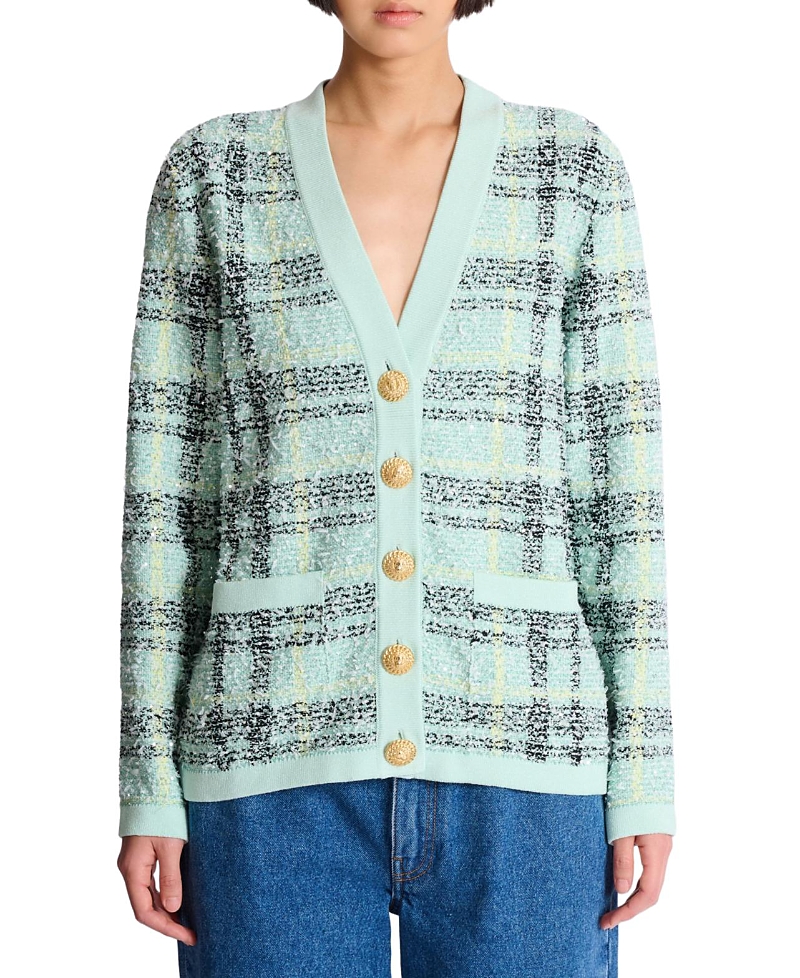 Balmain Loose Glitter Tweed Cardigan