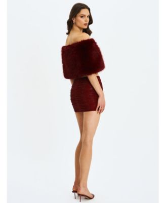 Darleen Rhinestone Mesh Low Waist Ruched Skirt