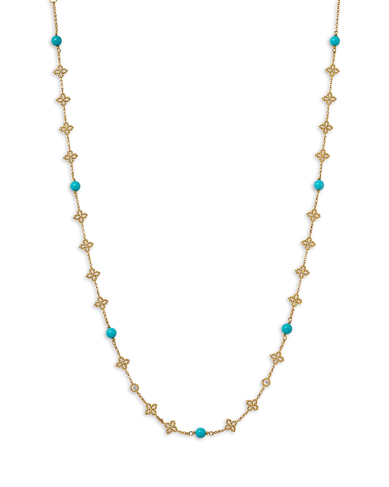 Roberto Coin 18K Yellow Gold Principessa Turquoise & Diamond Collar Necklace, 16