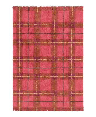 Lorena Canals Wouf Wouf Washable Rug Tartan Vintage Red 4'7"x6'3" Area Rug