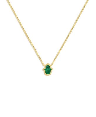  Honest & Bright Malachite Hamsa Gold Necklace