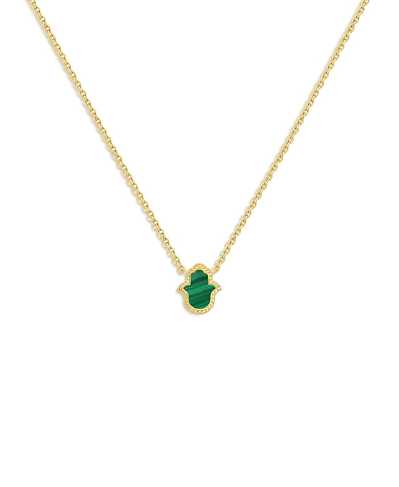 Karma and Luck Honest & Bright Malachite Hamsa Gold Necklace