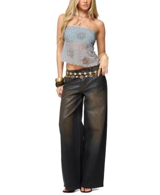  Astra Beaded Sheer Strapless Top