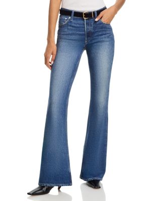 Miramar Ponte Dahlia Mid Rise Kick Flare Leg Jeans in Cosmo