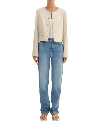 Linen Twill Collarless Jacket