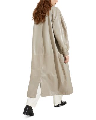 Glossy Leather Duster Coat