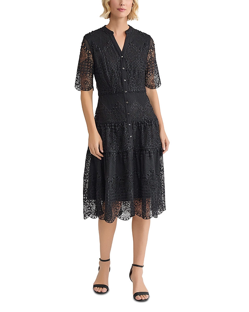 Misook Tiered Lace Midi Dress