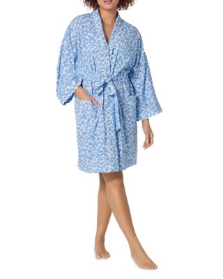 Something Blue Banded Collar Stretch Jersey Robe