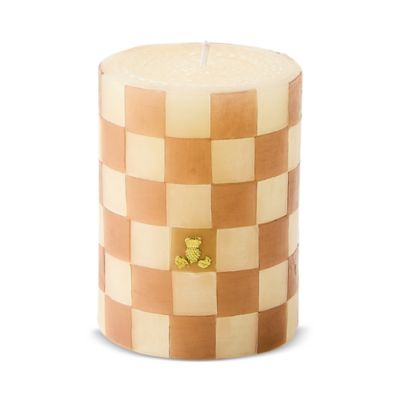 Mocha Check 4" Pillar Candle