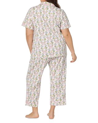 Pink Short Sleeve Classic Stretch Jersey Cropped Pajama Set