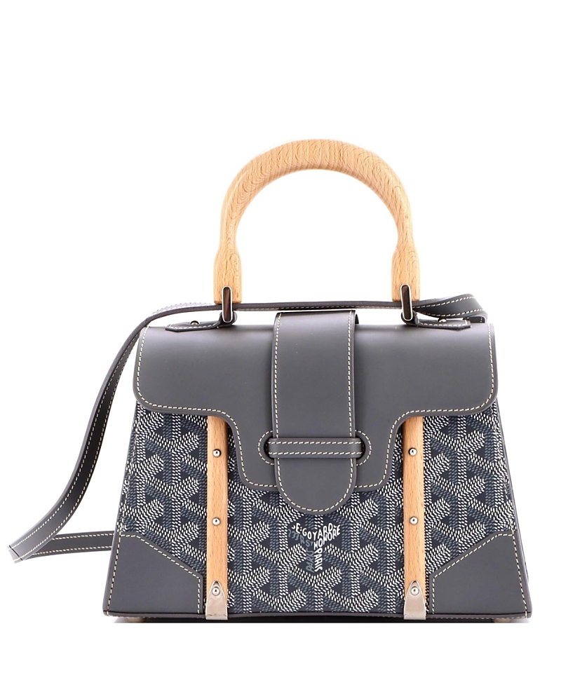 Pre-owned Pre-owned Goyard Goyard Mini Structured Saigon Top Handle Bag Coated Canvas With Leather In Gray