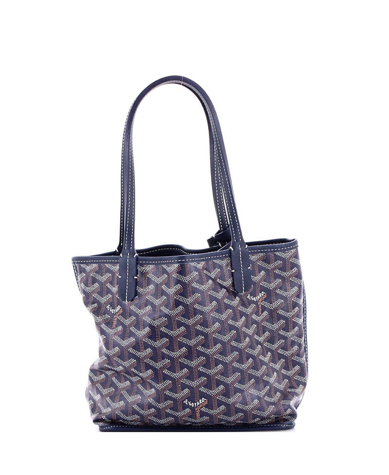 Pre-owned Pre-owned Goyard Goyard Mini Anjou Reversible Tote Coated Canvas In Blue