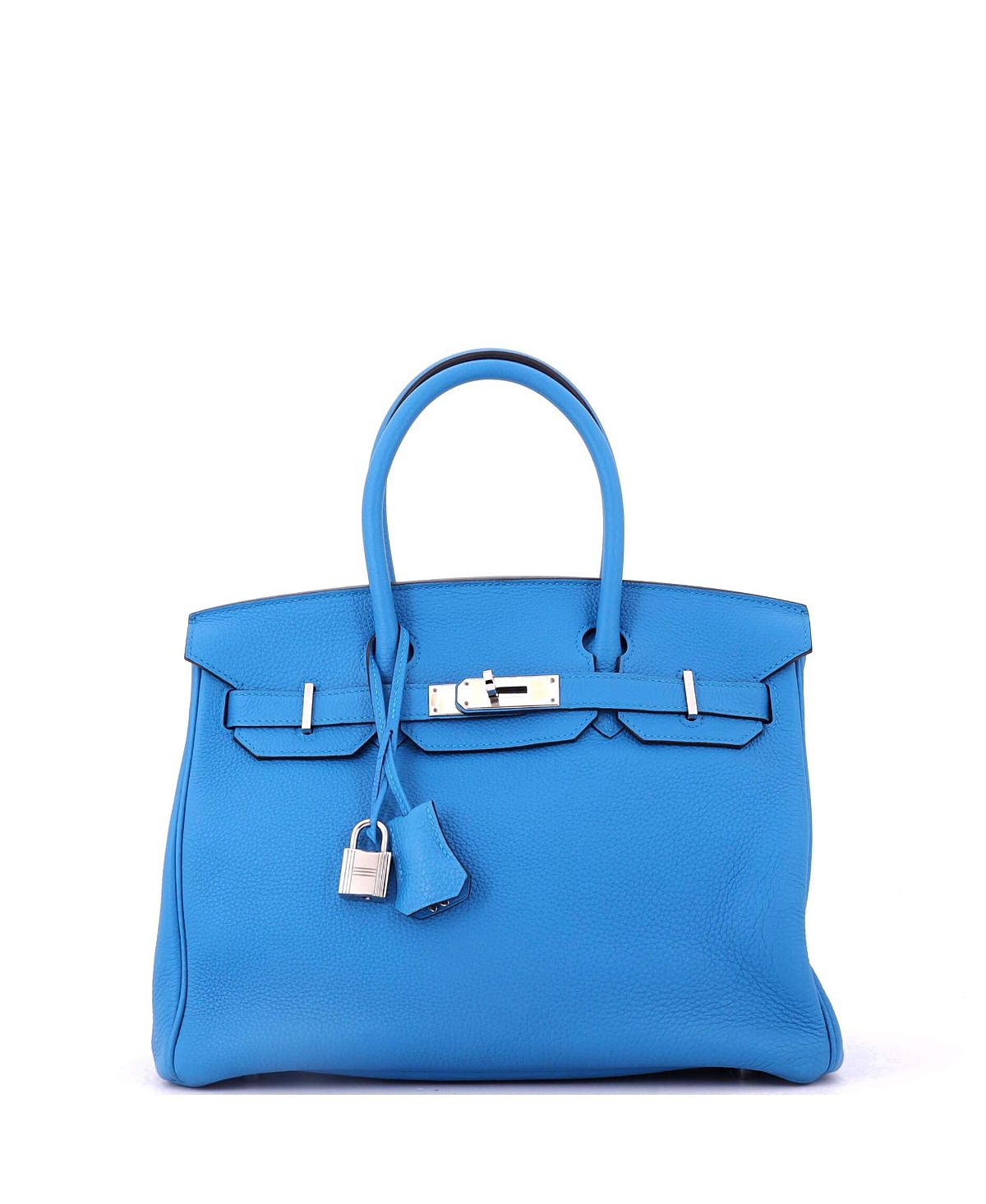 Pre-Owned HERMES Birkin 30 Handbag Blue Togo with Palladium Hardware