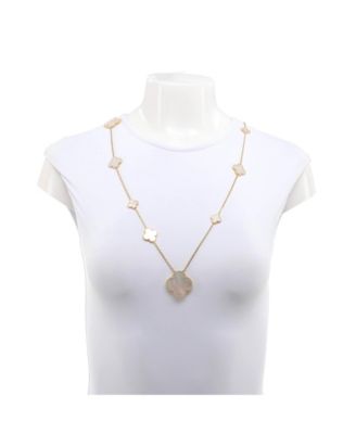  Magic Alhambra 11 Motifs Long Necklace 18K Gold and Mother of Pearl, 34"