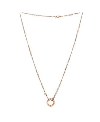  2 Diamonds Love Pendant Necklace 18K Rose Gold and Diamonds, 14.75 - 16"
