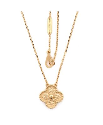  Vintage Alhambra Pendant Necklace 18K Gold, 14.5 - 16.25"