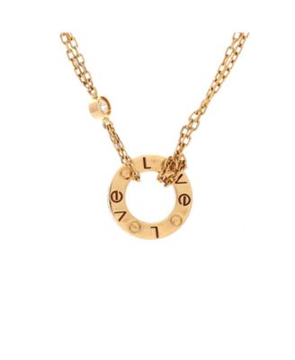  2 Diamonds Love Pendant Necklace 18K Gold and Diamonds, 14.75 - 16"