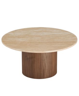  Kioni Round Travertine Coffee Table