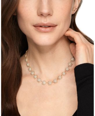 Starburst Tennis Necklace in 18K Yellow Gold with Diamonds, 12.5mm