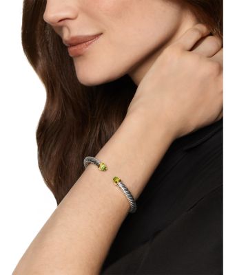 Cable Flex&reg; Bracelet in Sterling Silver with 14K Yellow Gold and Peridot, 6mm