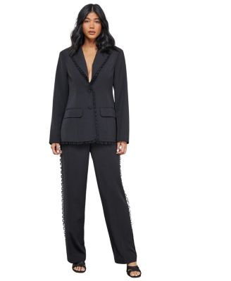 Oversized Lace Frill Trim Blazer