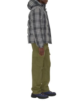 Ombre Check Hooded Puffer Jacket