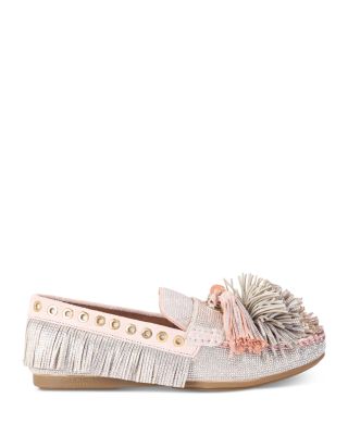 Women's Pom Pom Embellished Moccasin Loafers