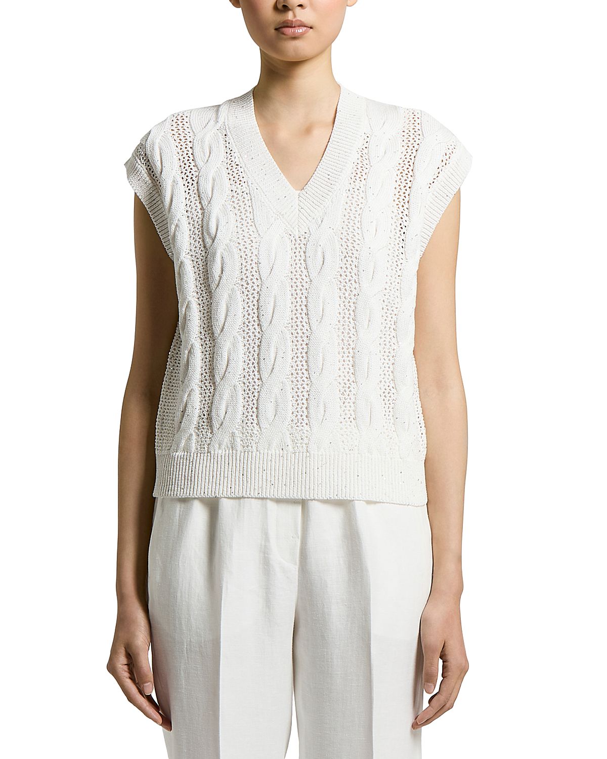 Peserico Cotton Ribbon and Sequin Vest