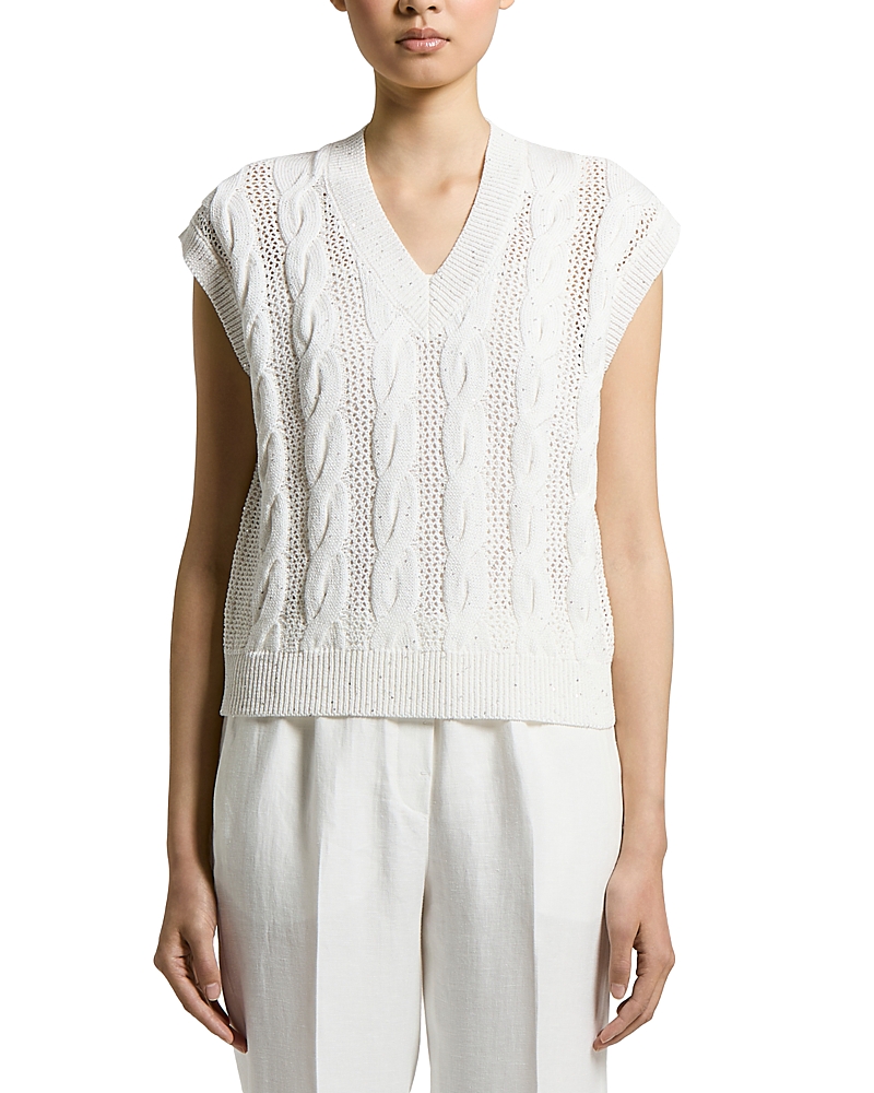 Peserico Cotton Ribbon and Sequin Vest