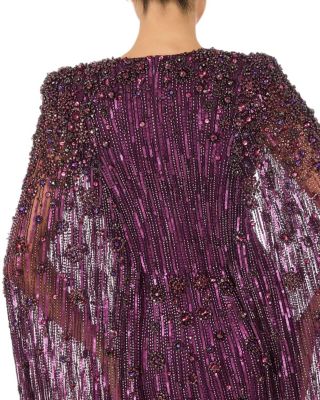 Sweet Silva Beaded Cape Maxi Dress