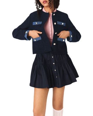 Tweed Jacket with Denim Trim 