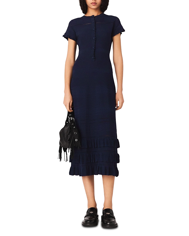 Maje Ruliana Textured Pointelle Midi Dress