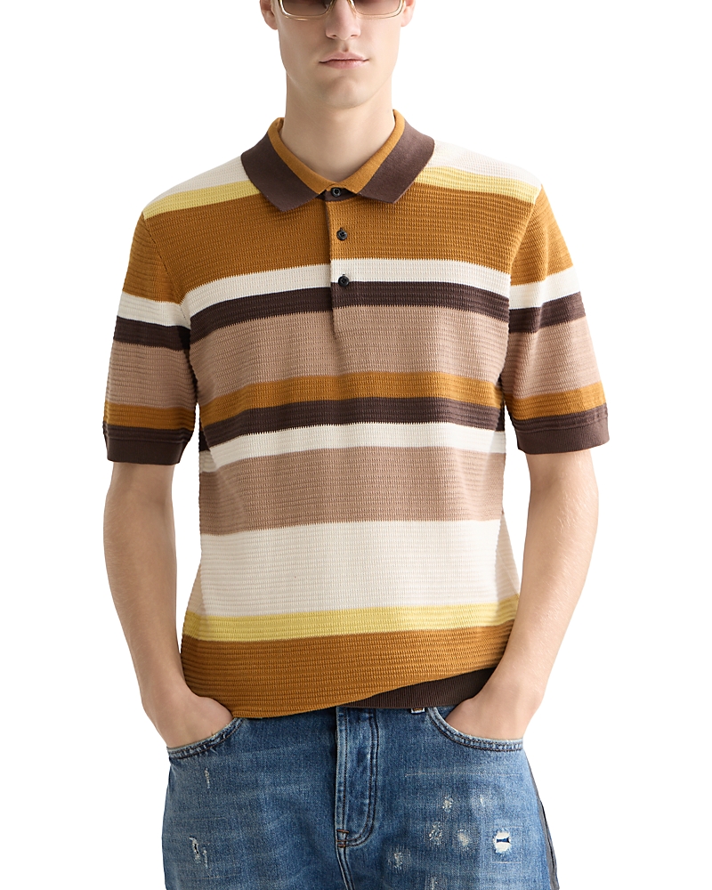 Scotch & Soda Structured Striped Knitted Polo Shirt