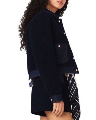  Boucl&eacute; & Denim Detail Jacket