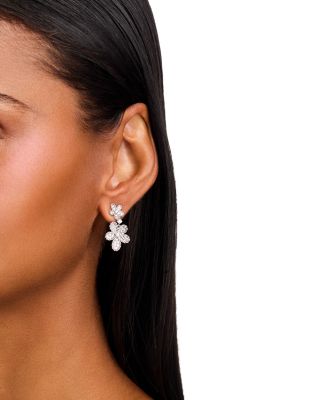 18K White Gold Jasmine Diamond Flower Drop Earrings
