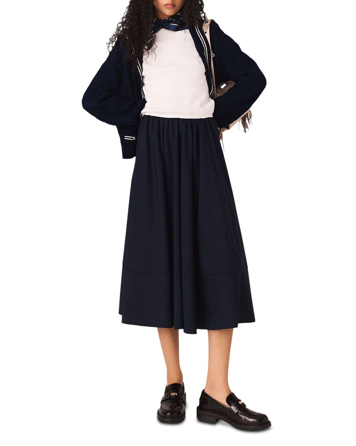 Striped Tailored Midi Skirt thumbnail 6