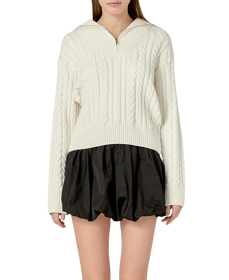 English Factory Women's Zip Up Knit Top Sweater