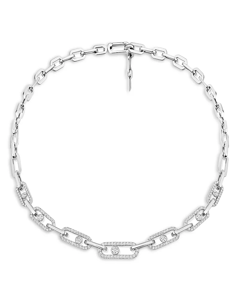 Messika 18K Rose Gold Diamond Move Link Pave Necklace, 17.7