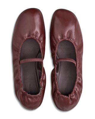 Women's Buffy Ruched Leather Ballet Flats