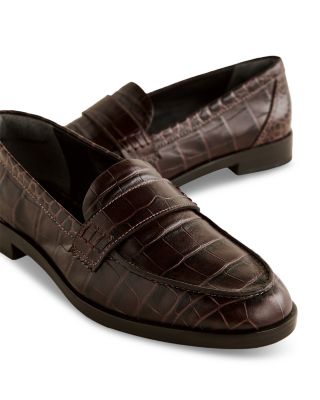 Women's Kaylee Croc Embossed Leather Loafers