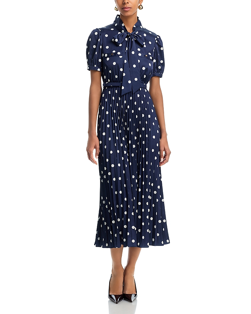 Self-Portrait Polka Dot Satin Midi Dress