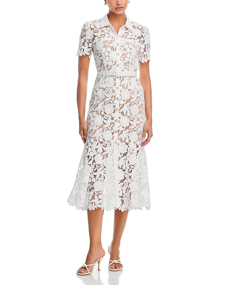 Self-Portrait Lace Collared Midi Dress