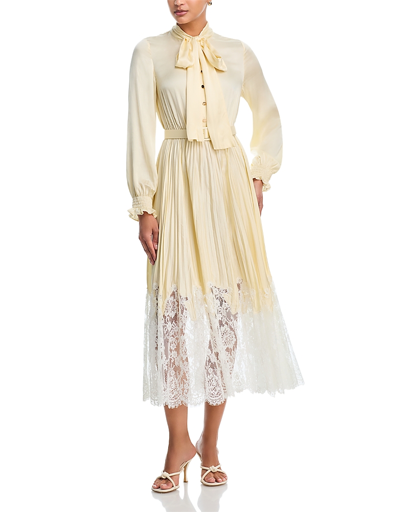Self-Portrait Lace Trim Satin Dress