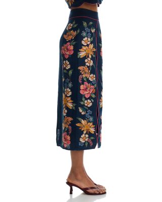 Maira Floral Print Linen Skirt