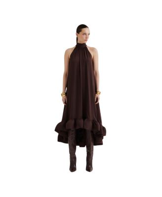 Sabrina Halterneck Ruffled Maxi Dress