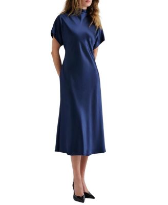 Alivia Short Sleeve Satin Midi Dress