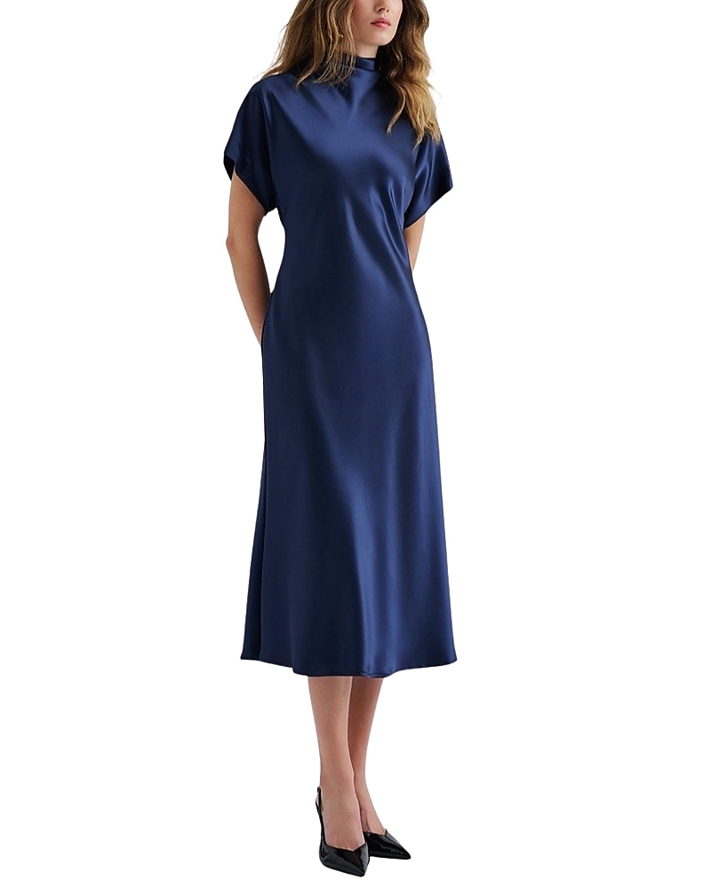Malina Alivia Short Sleeve Satin Midi Dress