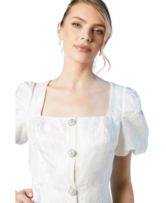 Jewel Button Bridal Mini Dress