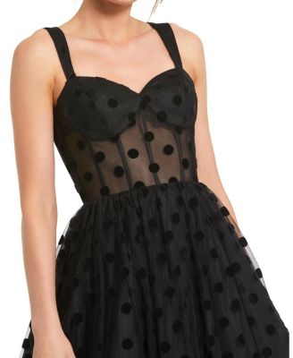 Petite Polka Dot Net Bustier A-Line Midi Dress